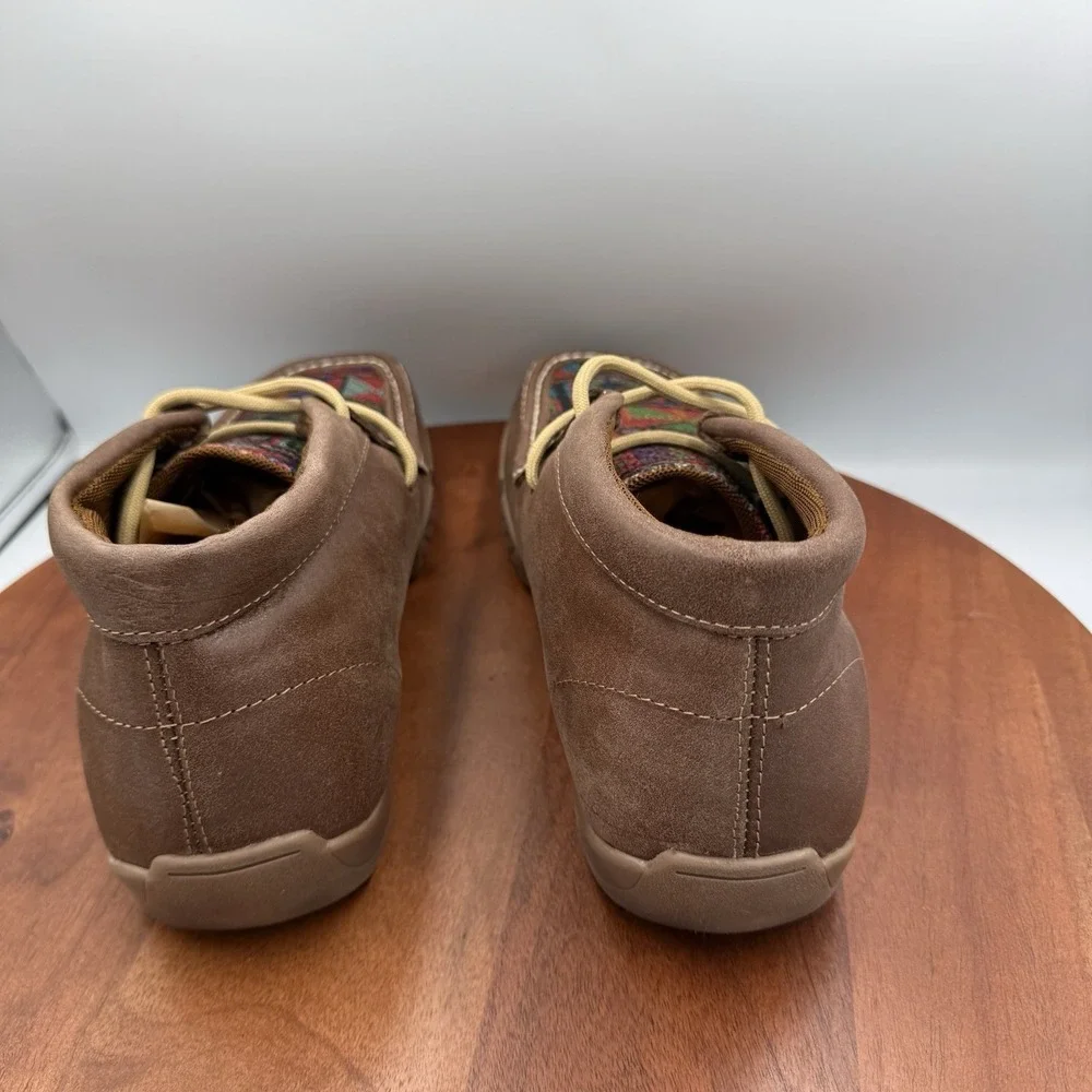 REYWELT Boots Brown Leather Woven Inlay Lace Up Chukka Moc Men's US 9.5/Mex 28.5